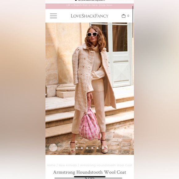 LoveShackFancy Armstrong Houndstooth Wool Coat - Picture 2 of 7